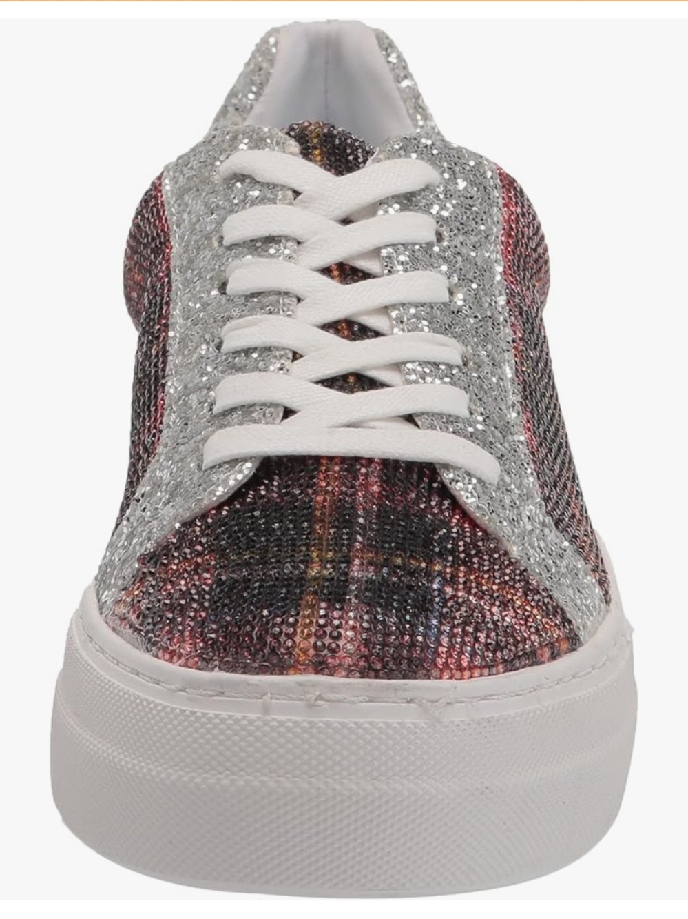 Betsey Johnson Lindsay Glitter Plaid Sneaker Sz 6